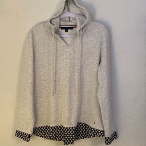 TOMMY HILFIGER Womens Layered Look Gray/Blue Hoodie Sweatshirt. Size L